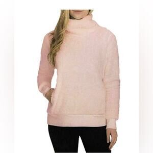 Lukka Lux Ladies' Cowl Neck Sherpa Pullover Sweater, Pink Small